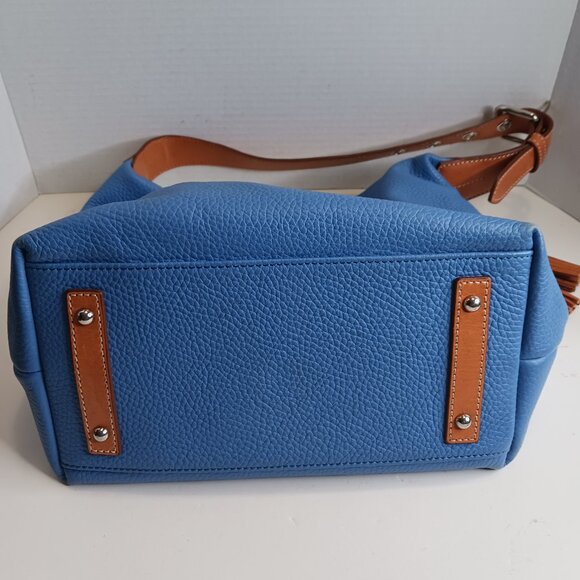 Dooney & Bourke Pebble Leather Blue and Brown Hobo Bag - Picture 4 of 16